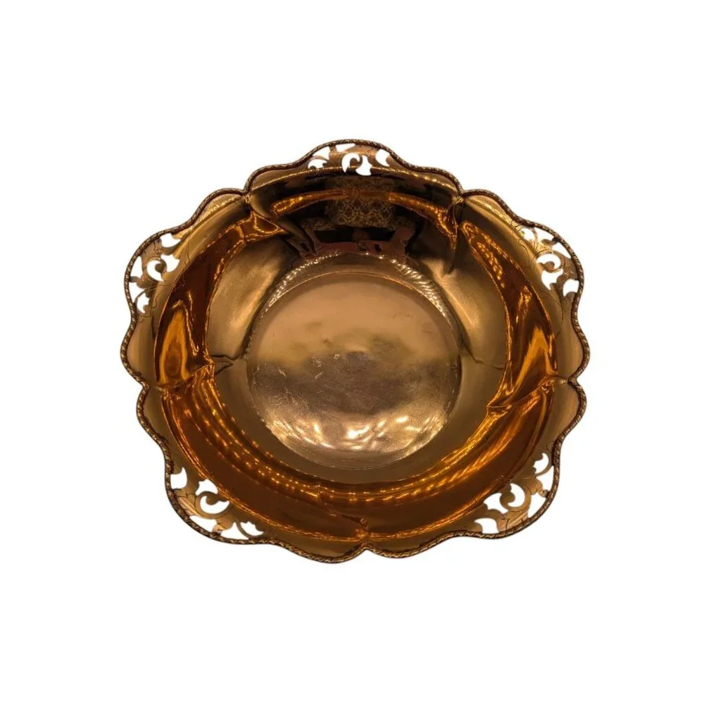 Vintage Copper mastropietro Italy Decorative Bowl With Ornate Scalloped Edge Des